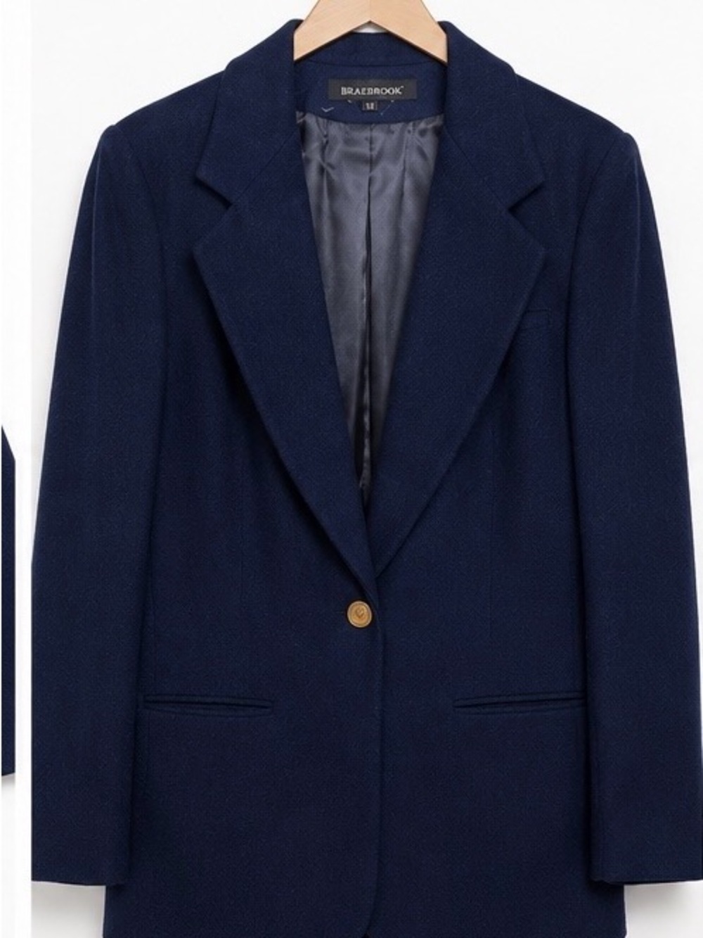 Classic Vintage Russian Braebrook Navy Single-Button Women's Blazer